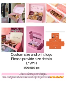 Cajón de embalaje para llevar, tienda de postres con logotipo personalizado, versión impresa plegable de doble cara, <span class=keywords><strong>Mini</strong></span> Caja de galletas y donas - Product Image 6