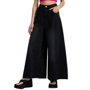À la mode taille haute décontracté grande taille droite jambe <span class=keywords><strong>large</strong></span> femmes <span class=keywords><strong>jean</strong></span> polyvalent Stretch bleu toutes saisons pantalon en <span class=keywords><strong>jean</strong></span> ample - Product Image 6
