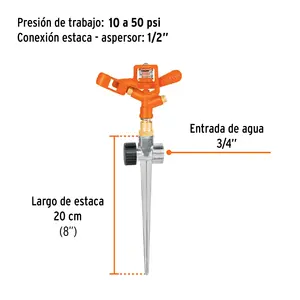 Aspersor metálico BOX 6 de 11' con doble chorro bidireccional y estaca metálica - Product Image 1