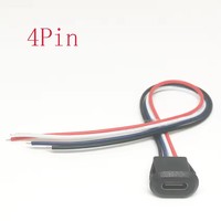 Connecteur USB-C étanche 4 broches, base femelle à compression directe, interface de charge avec fil à souder