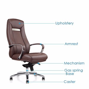 <span class=keywords><strong>Chaise</strong></span> de <span class=keywords><strong>bureau</strong></span> de direction pivotante traditionnelle FURICCO à dossier haut en cuir véritable avec mécanisme synchronisé - Product Image 2