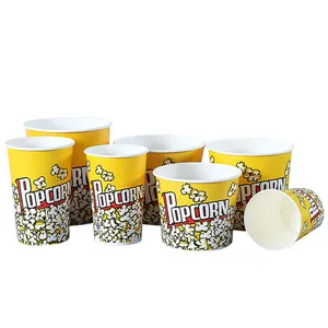 Grandes boîtes à popcorn jetables en papier de qualité alimentaire, seau à popcorn, 46oz, 64oz, 85oz
