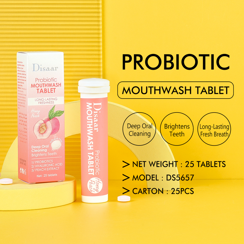 Travel Size Peach Probiotic Mouthwash Tablet