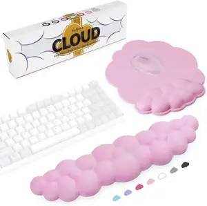 Tastiera da gioco con supporto da polso Cloud e tappetino per il mouse per un comfort extra al polso e alle mani, supporto da polso con tappetino per mouse in schiuma