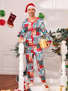 Mono para dormir <span class=keywords><strong>con</strong></span> <span class=keywords><strong>cremallera</strong></span> y estampado navideño para <span class=keywords><strong>hombre</strong></span>, pijamas navideños de bambú para adultos, monos para mujer, pijama de algodón para chico - Product Image 4