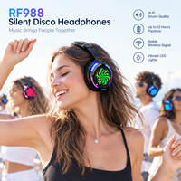 Système de disco silencieux LED Plug-and-Buy, 3 canaux, émetteurs et casques, casques supra-auriculaires pour soirée silencieuse, mode son immersif
