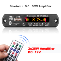 Carte de décodage MP3 WMA WAV, amplificateur 50W DC 5V 18V, lecteur MP3 de voiture 5.0, enregistrement USB, radio FM AUX pour haut-parleur mains libres X06