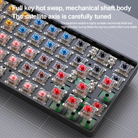Clavier mécanique sans fil BT5.0/2.4GHz double mode ergonomique compact avec touches PBT 65% pour jeux