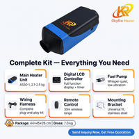 Chauffage au diesel OkyRie AS50-1 5KW 12V 24V 17000BTU pour voiture, camion, camping-car, fourgonnette, chauffage de stationnement au diesel avec télécommande LCD