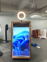 Cabina de Fotos Portátil Retro para Bodas, Espejo Interactivo, Cabina de Fotos Selfie, Marco LED Mágico, Kiosco con Software de IA