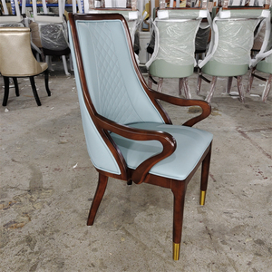 Poltrona di lusso in legno massello di fascia alta con schienale morbido <span class=keywords><strong>e</strong></span> imbottito per sala da pranzo Hotel <span class=keywords><strong>e</strong></span> ristorante - Product Image 4