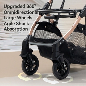 Chariot de transport pliable 3-en-1 de luxe pour animaux de compagnie (chiens et chats) avec roues amortissantes – Neuf d'usine - Product Image 4