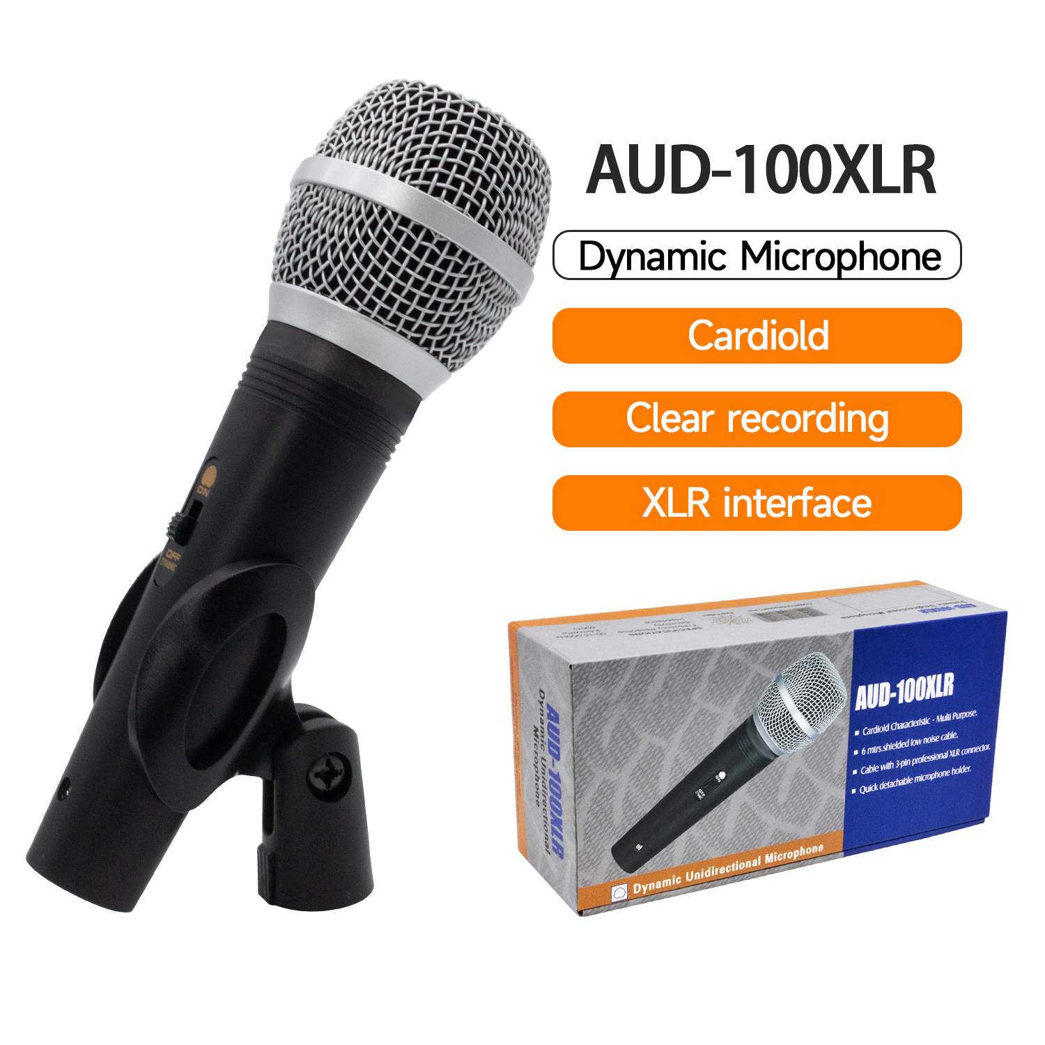 Проводной микрофон AUD100XLR для караоке, ручные динамические микрофоны 6,5 мм для пения KTV