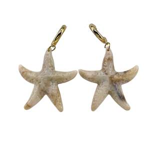 Boucles d'oreilles pendantes étoile de mer en acier inoxydable 316L plaqué or PVD, bijoux de mode durables et résistants - Product Image 1