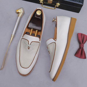 Men's genuine leather casual white formal loafers with minimalist design, pointed toe, top-grain cowhide men's <b>style</b> <b>shoes</b> - Product Image 2