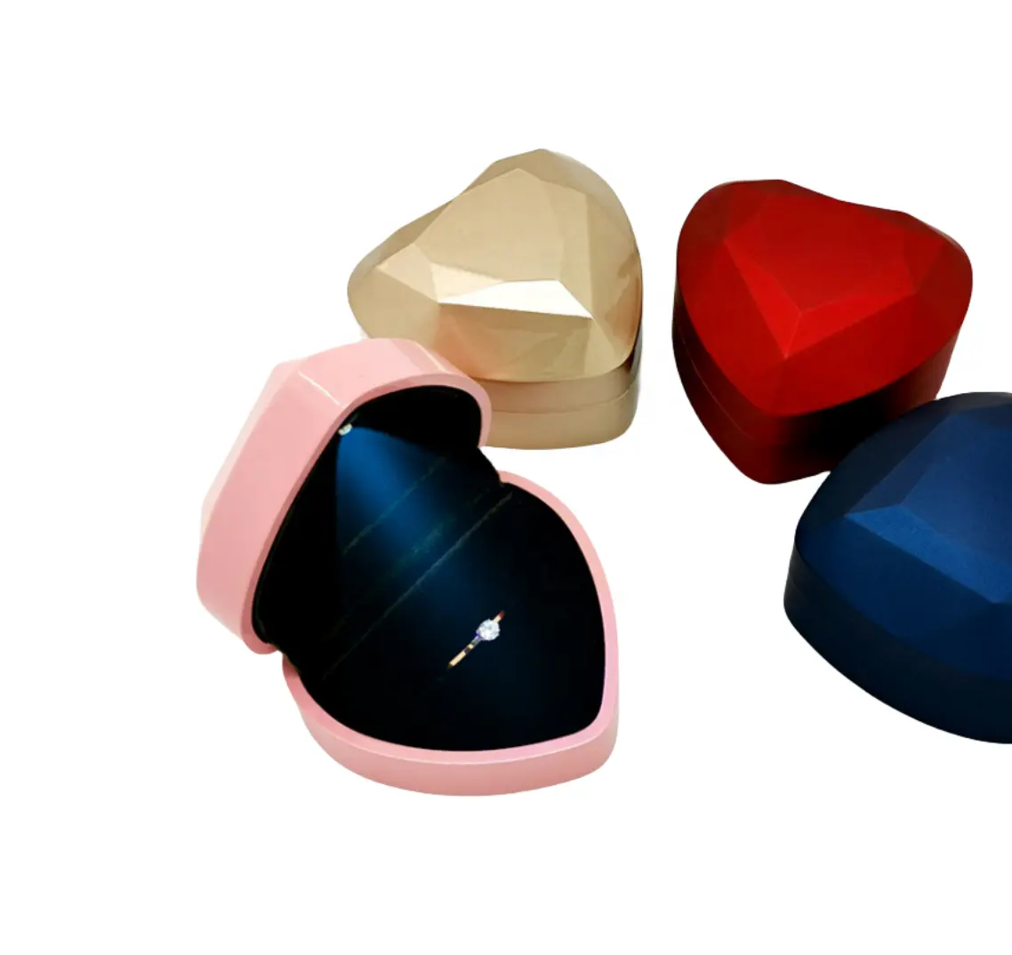 LOW MOQ One Top Customized Plastic Box Lovely Heart Ring Jewelry Box Jewelry Packaging