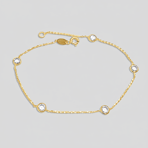 Bracciale in oro con 5 CZ pietre elegante braccialetto Fine - Product Image 2