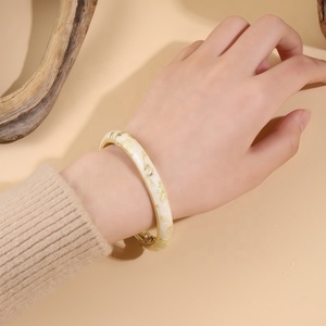 Fashion Chinese Style Travel Gift Color Drop Spring Open <b>Bracelet</b> Peony Cloisonne Ladies Vintage Enamel Bangles for Gift Party - Product Image 2