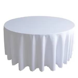 פוליאסטר לבן 120 "מפת שולחן חתונה תחרה עגול מפת שולחן סילון 1m80 שולחן בד 100 אינץ פשתן 3m עגול חתונה שולחן כיסוי