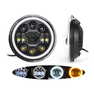 7 inch 110W Vòng <span class=keywords><strong>LED</strong></span> Đèn pha siêu sáng DRL Sương Mù Ánh sáng đôi mắt thiên thần nhà ở màu đen cho xe máy xe tải SUV Jeep Wrangler - Product Image 1