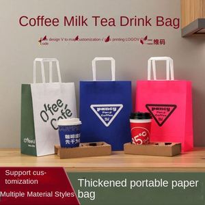 Custom Kraft Paper <b>Bags</b> for Coffee & Milk Tea Takeaway Handbag with Printed Logo-Drink Packing & Gift <b>Bag</b> - Product Image 3