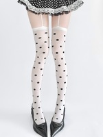 Chaussettes blanches pour filles à motif à pois, style JK japonais, au-dessus du genou, anti-embolie, en dentelle tricotée, pour un look mignon et doux