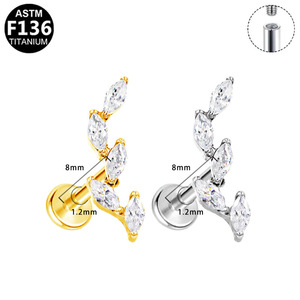 European American Cross Border G23 <b>Titanium</b> Alloy Ear <b>Stud</b> Plant Shape Prong Setting Amethyst Crystal Party Fashion Jewelry - Product Image 5