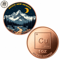 Pièce de monnaie en cuivre pur 999 de 1 once, personnalisée en gros, motif Montagne et Lune « Reach New Heights », pièce commémorative de collection adaptée pour