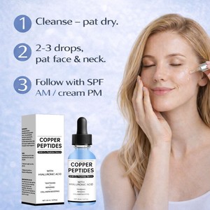 Suero Facial Vegano de Marca Privada con Ácido Hialurónico, Reafirmante de la Piel, Reductor de Líneas Finas, 100% Puro Péptido de Cobre Azul - Product Image 5