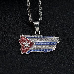 Collar con Colgante de Mapa de Diamantes Arcoíris de Acero Inoxidable, Joyería Creativa para Hombre - Product Image 2