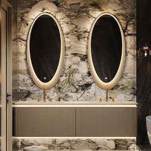 Modern Light Luxury Lacquer MDF <b>Wall</b>-Mounted Vanity Combo Integrated Basin Moisture-Proof Smart <b>Mirror</b> Bathroom Cabinet - Product Image 3