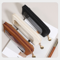 Porte-crayon avec logo personnalisé, pochette transparente en PVC pour stylo avec fermeture éclair