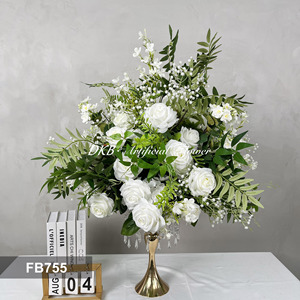 DKB Bola de Flores Artificiales de Seda para Decoración de Bodas, Bola de Rosas para Centros de Mesa, Bola de Rosas Blancas para Decoración - Product Image 3