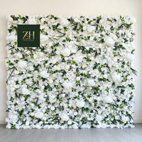 Elegante 8FTX8FT Weiß-Rosa Seidenblumenwand Simulierte Rosenwand für Heim und Party