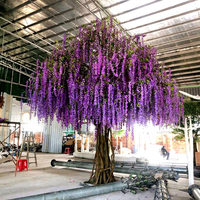 Maßgefertigter Großhandel Lila Künstlicher Glyzinienbaum Hochwertige Simulation aus Fiberglas Umweltfreundlich Langlebig UV-beständig Anpassbar
