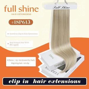 สำหรับผมต่อของมนุษย์แท้เงางามแบบคลิปหนีบผมสีบลอนด์แบบนุ่มผสาน PU ได้อย่างลงตัว - Product Image 4