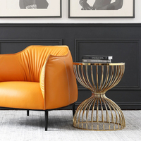 Table d'appoint ronde moderne en acier inoxydable et marbre pour salon, chambre, hôtel et villa