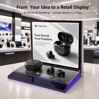 Support d'affichage pour écouteurs TWS en acrylique rétroéclairé par LED personnalisé, résistant à l'eau, design moderne, support d'affichage pour écouteurs sans fil Bluetooth