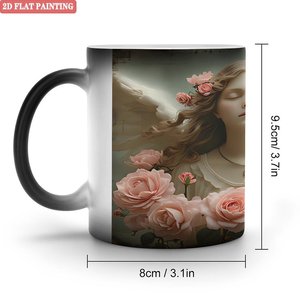 Tasse à thé matinale quotidienne 11oz en céramique noire givrée, tasse magique changeante de couleur - Product Image 1