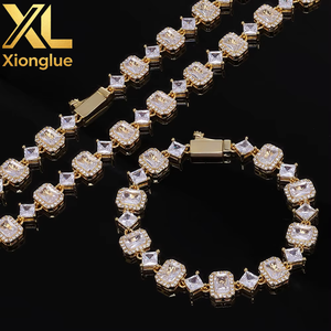 High Quality Brass Iced Out Unisex Engagement Wedding Gift <b>Bracelet</b> Emerald Cut Zircon Hip Hop <b>Baguette</b> Diamond Tennis <b>Bracelet</b> - Product Image 3