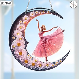 Songwoo Peinture Diamant 5D DIY, Ornement Solaire à Couverture Complète, Motifs Lune Croissante, <span class=keywords><strong>Danseuse</strong></span> de Ballet, Marguerite Florale - Product Image 1