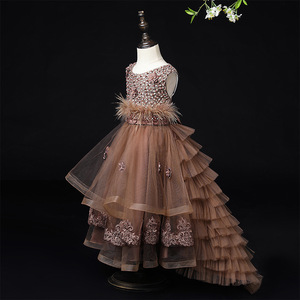 Robe de reine d'anniversaire blanche pur, tenue à l'ancienne, à manches longues, pour filles - Product Image 4