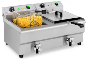 German Quality | CE | Market Leading Price Double Basket Drain Taps Cold Zone 2 X 3200W Stainless Steel Deep Fat Fryer