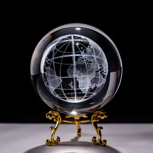 HBL Laser Engraved Earth Miniature <strong>Moon</strong> Crystal 3d Ball Glass <strong>Globe</strong> Sphere Glass Paperweight Craft Ornament - Product Image 5