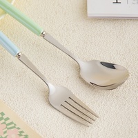 Ensemble de fourchettes et cuillères en acier inoxydable 304 avec manche en céramique, finition miroir, de qualité supérieure, élégant et portable pour le plat principal