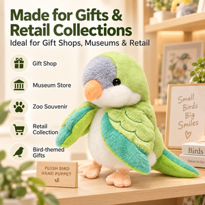 Burattino a mano pappagallo cartone animato in peluche, giocattolo interattivo genitore-figlio, souvenir da zoo, imbottitura in cotone PP - Product Image 6