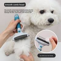 Peigne de toilettage pour animaux de compagnie en plastique double face, brosse pour enlever les nœuds et les poils morts pour chats et chiens