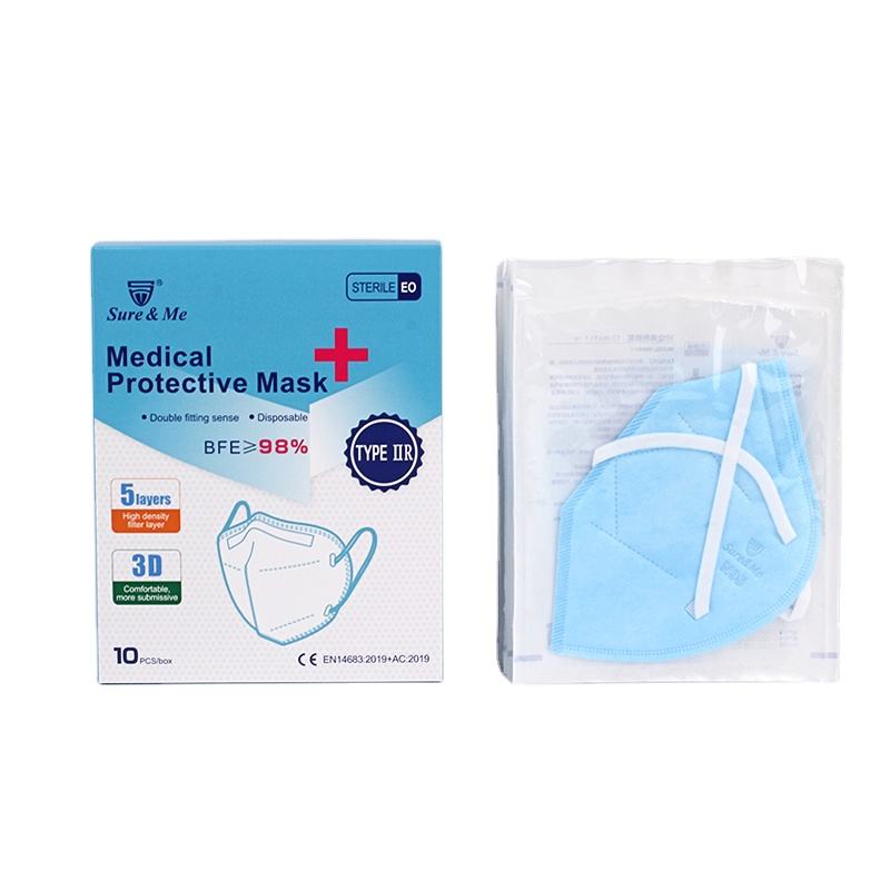 CE EN14683 TYPE IIR Individual package sterile 5 Ply Disposable Medical kn95 Protective Face Mask for hospital