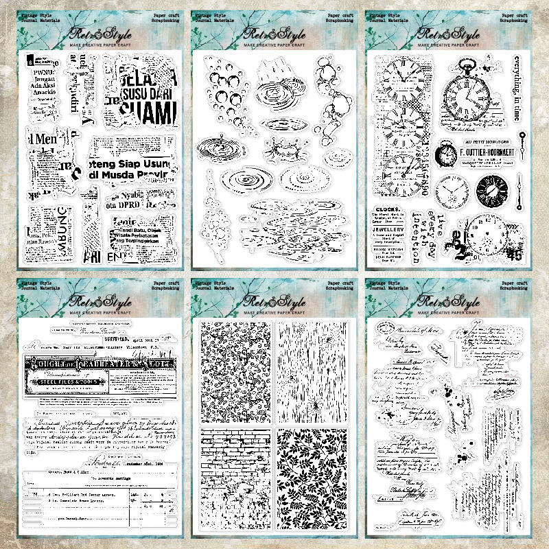 1-Piece Stamp Set Transparent Vintage Background Basic Stamps for ...
