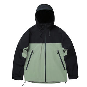 Plain Color Block <b>Hooded</b> Waterproof Windbreaker <b>Jacket</b> Unisex Custom Logo Outdoor Hiking Softshell Track <b>Jacket</b> Men - Product Image 4
